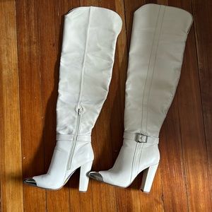 Thigh high white/cream boots
